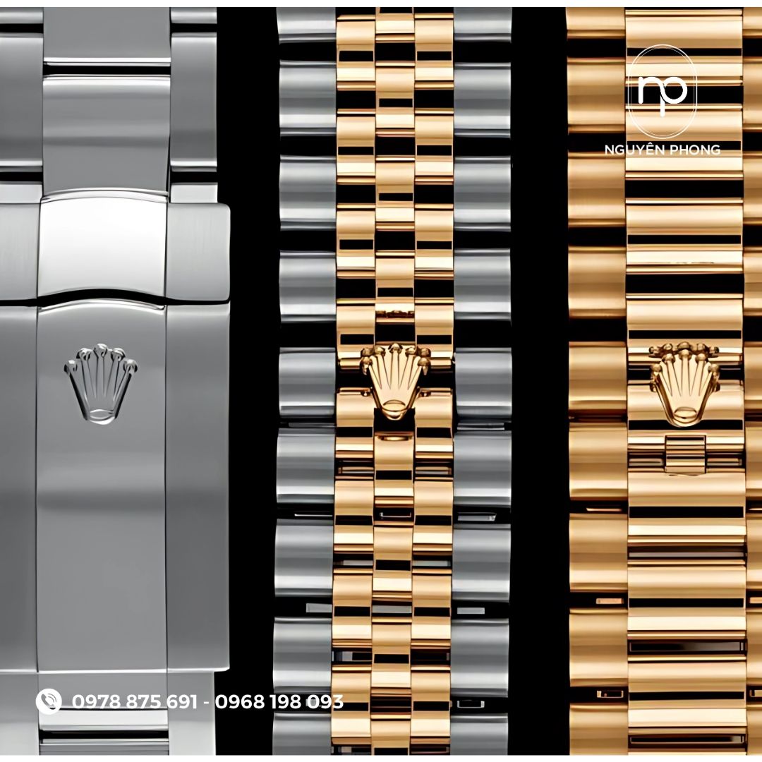 logo Rolex trên khóa dây đeo
